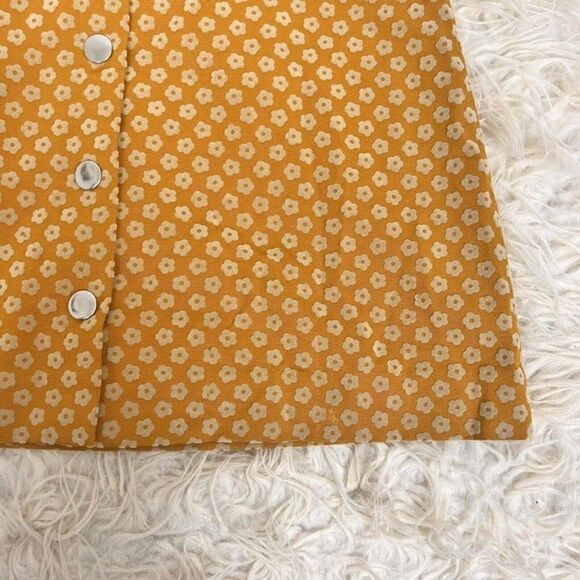 & Other Stories Women's A-Line Yellow Retro Flower Mini Skirt Button Front Sz 4 - Picture 11 of 11